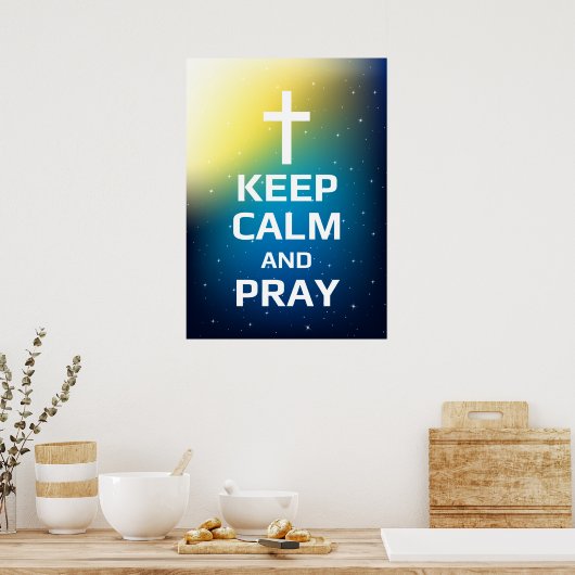 Poster Restez calme et priez (Cuisine)