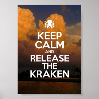 Poster Restez calme et relâchez l'affiche Kraken