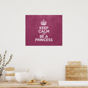Poster Restez calme et soyez princesse - Cuir rose