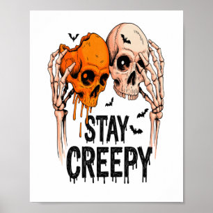 Poster Restez Créepy PNG, Crâne Rétro Halloween