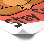 Poster Restez curieux Kawaii drôle ours brun faisant du y (Coin)