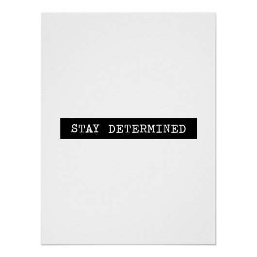 Poster Restez déterminé Étiquette de machine à écrire Min (Devant)
