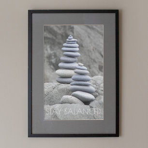 Poster Restez équilibré Rock Cairns Motivation