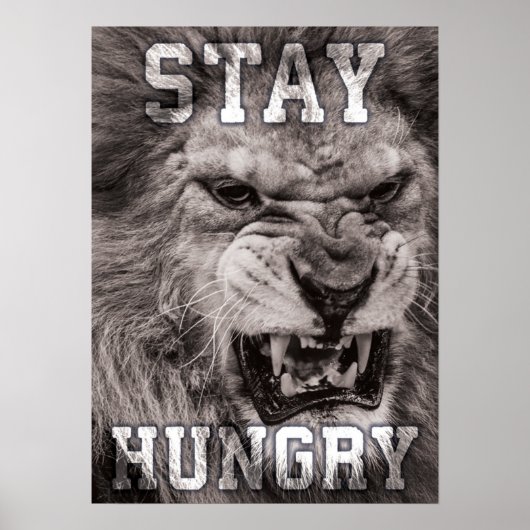 Poster Restez Faim, Lion, Hustle, Salle de gym, Motivatio (Devant)