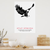 Poster Restez fort Black White Bald Eagle Motivationnel (Cuisine)