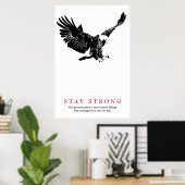 Poster Restez fort Black White Bald Eagle Motivationnel (Bureau à domicile)
