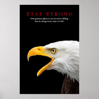 Poster Restez fort Motivationnel de l'aigle chauve