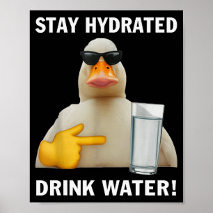 Poster Restez Hydratés Buvez de l'Eau Mème Drôle Canard
