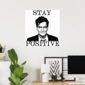 Poster Restez positif Charlie Sheen (Bureau à domicile)