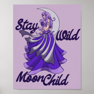 Poster Restez sauvage Lune Enfant Lune Déesse Art Lune En
