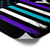 Poster Restez Turquoise Violet Ruban Usa Drapeau Préventi (Coin)