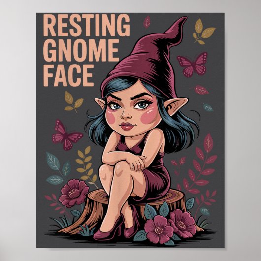 Poster Resting Gnome Face Cute Funny Christmas Kawaii Car (Devant)