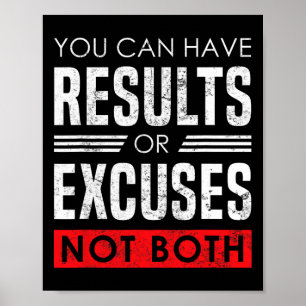 Poster Résultats ou Excuses - Citation Motivante de Muscu