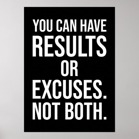 Poster Results vs Excuses - Success Motivational (Devant)