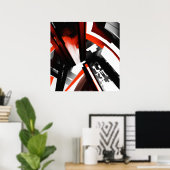 Poster Résumé abstrait rouge noir et blanc (Bureau à domicile)