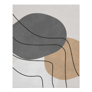 Poster Résumé au charbon et au marron avec des lignes fin