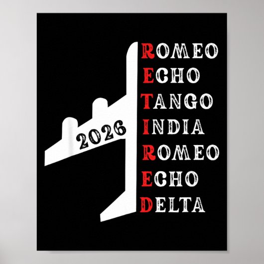 Poster Retired Lot 2026 Phonetic Alphabet Retirement Gift (Devant)