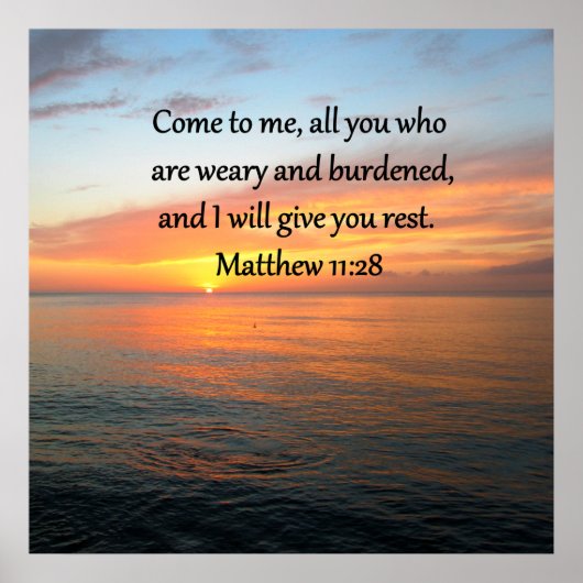 POSTER RETIRER MATTHEW 11:28 SCRIPTURE VERSE SLEVER (Devant)