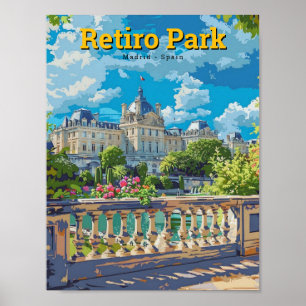 Poster Retiro Park Madrid Espagne Vintage voyage