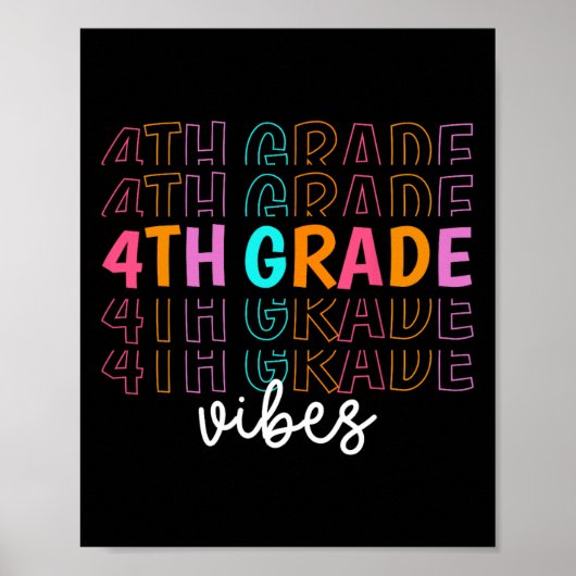 Poster Retour à l'école 4e année Vibes Rétro Enseignant É (Devant)