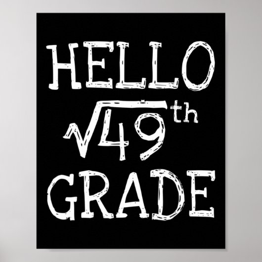 Poster Retour à l'école 7e année Racine carrée de 49 Math (Devant)