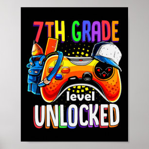 Poster Retour À L'École 7E Septième Niveau Déverrouillé