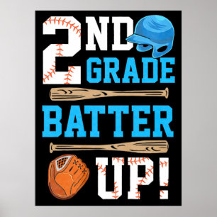 Poster Retour à l'école Baseball Frappe Fort 2e année