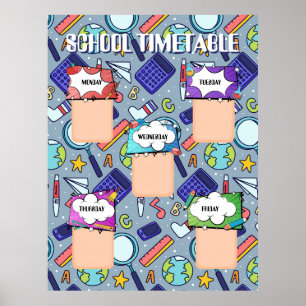 Poster Retour à l'école. CALENDRIER DE L'ÉCOLE