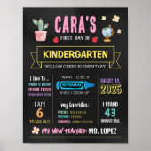 Poster Retour à l'école Chalkboard First Day Sign (Devant)