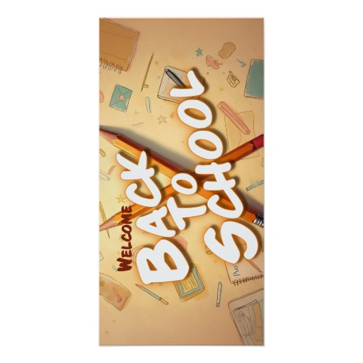 Poster Retour à l'école – Conception d'art au crayon (Devant)