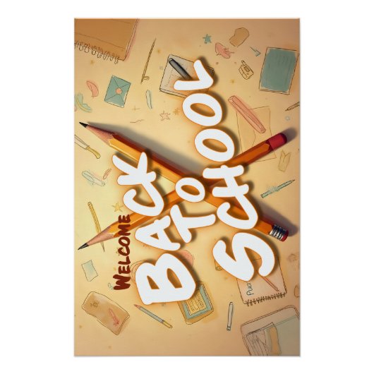 Poster Retour à l'école – Conception d'art au crayon (Devant)