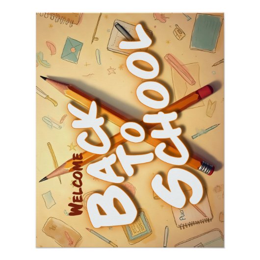 Poster Retour à l'école – Conception d'art au crayon (Devant)