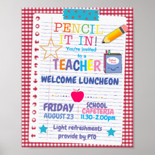 Poster retour à l'école enseignant déjeuner événement thè