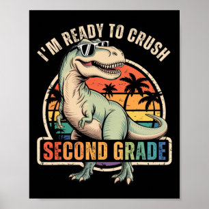 Poster Retour à l'école Garçon dinosaure Je suis prêt à é