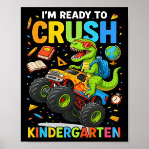 Poster Retour à l'école garçon dinosaure je suis prêt à é