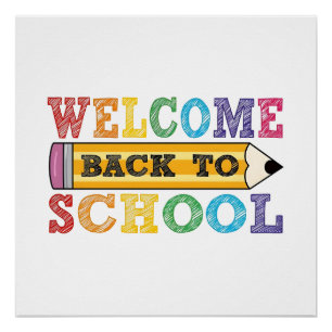 Poster Retour à l'école – Illustration de crayon