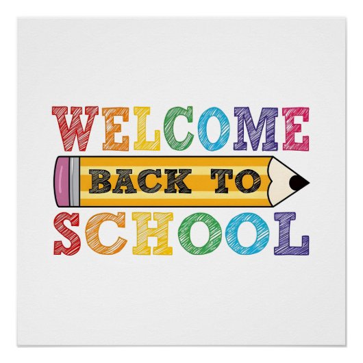 Poster Retour à l'école – Illustration de crayon (Devant)