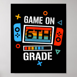 Poster Retour à l'école jeu le 6ème grade drôle de joueur