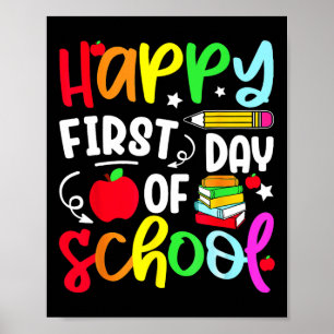 Poster Retour À L'École Joyeux Premier Jour De L'École En