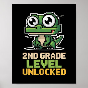 Poster Retour à l'école Lizard Gamer 2e année Deuxième ni