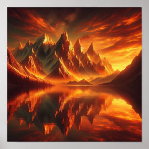 Poster Retour à l'école Montagnes au coucher de soleil do
