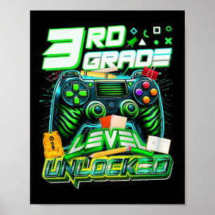Poster Retour à l'école Niveau 3e année Débloqué Gamer en