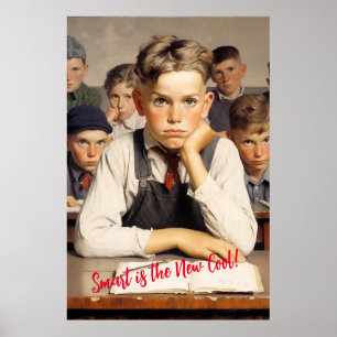Poster Retour à l'école Norman Rockwell dessin style