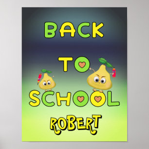 Poster Retour à l'école poires drôles