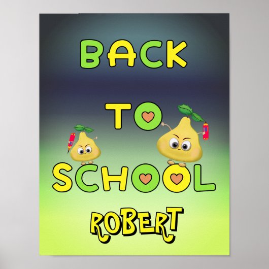 Poster Retour à l'école poires drôles (Devant)