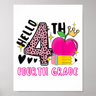 Poster Retour à l'école Premier jour Bonjour 4e année Leo