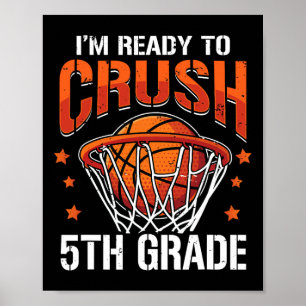 Poster Retour À L'École Premier Jour De Basketball De 5E 