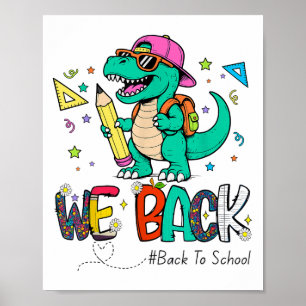 Poster Retour À L'École Premier Jour Dinosaure Enseignant