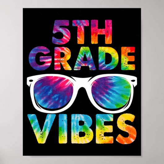 Poster Retour À L'École Vibes De 5E Année Tie Dye Cinquiè (Devant)