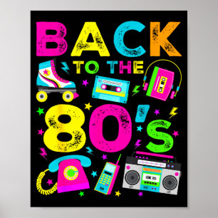 Poster Retour aux années 80 Style Vintage Huit ans Rétro